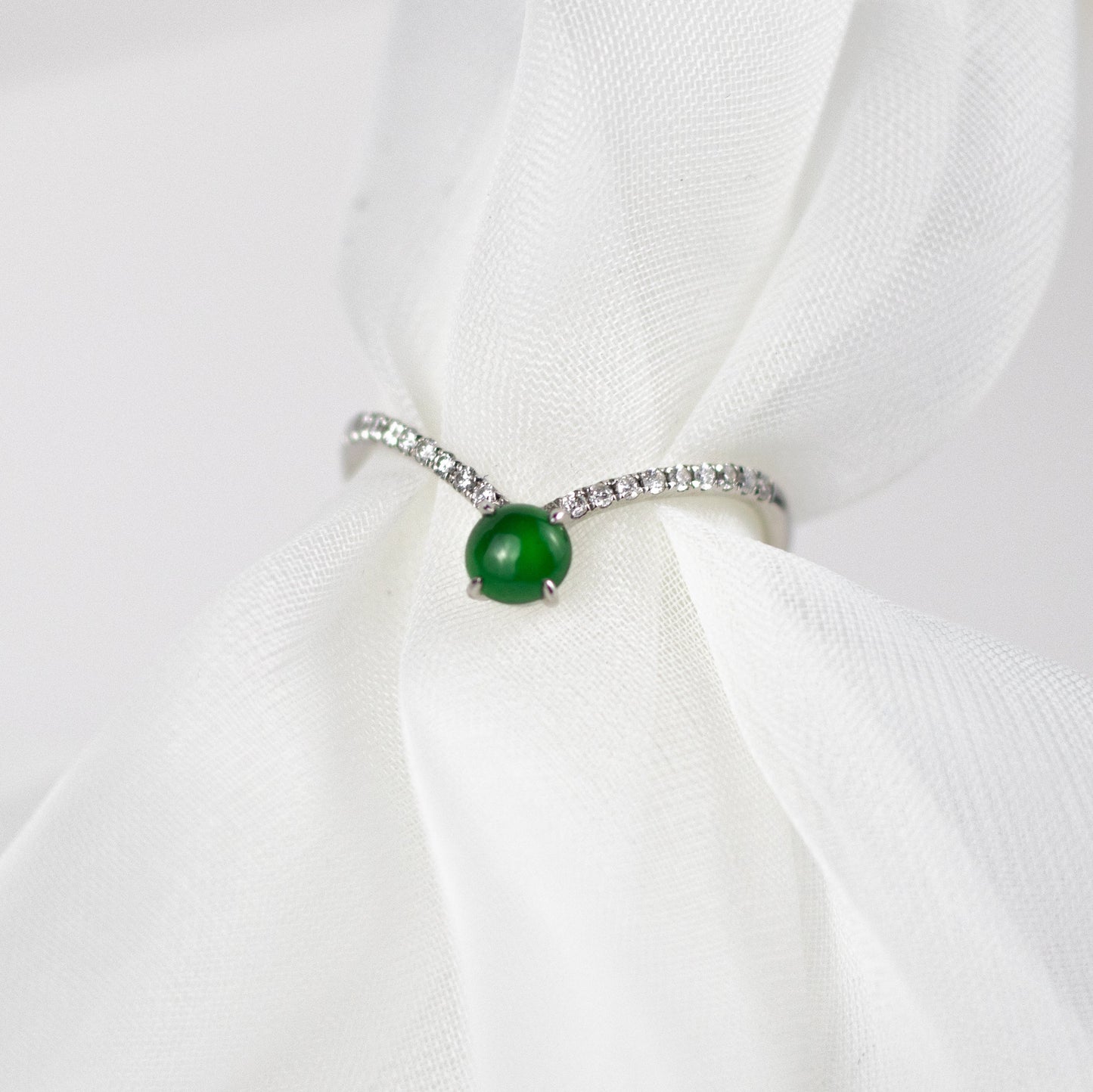 9K銀色鑽石綠色冰種戒指