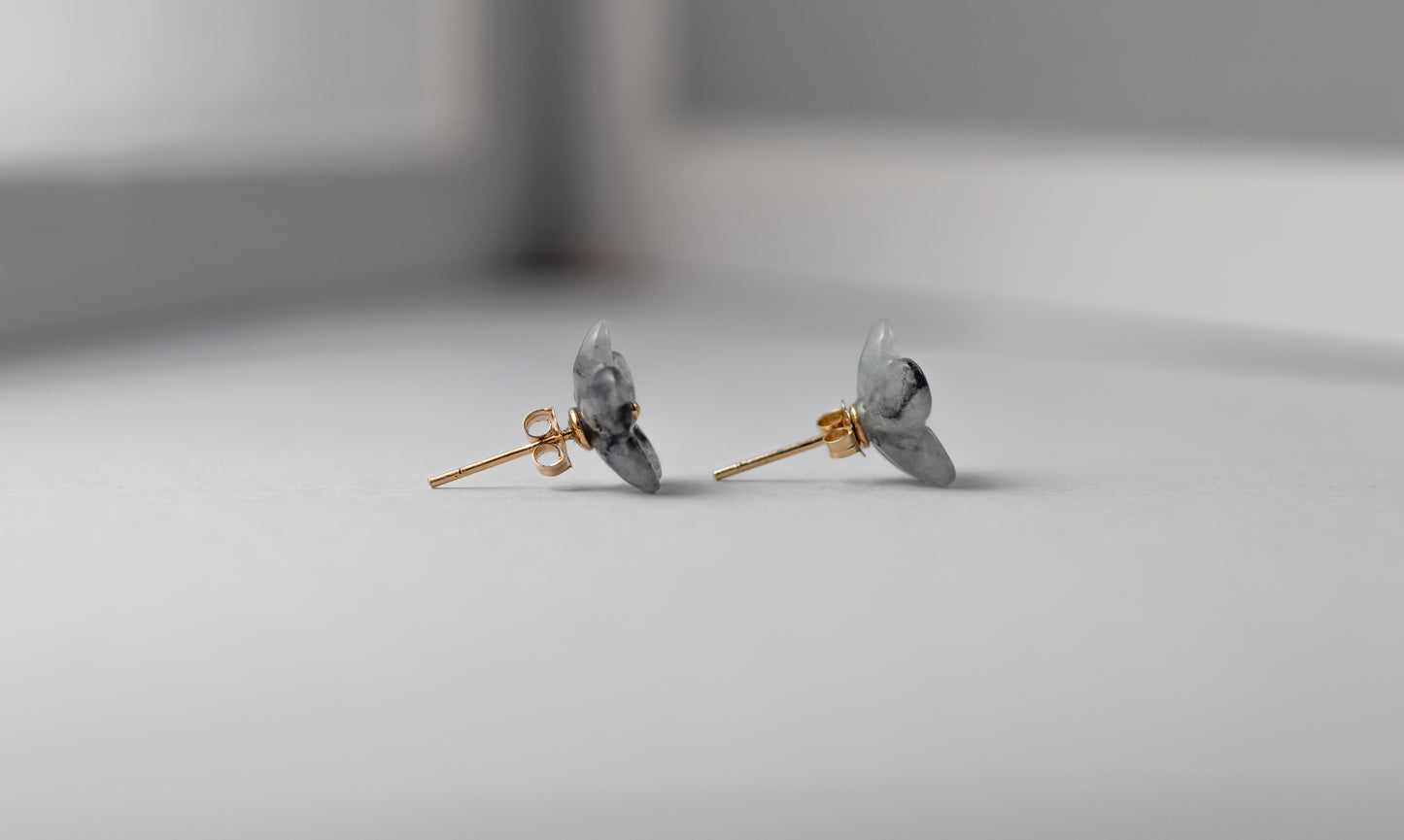 18K冰種烏雞耳環