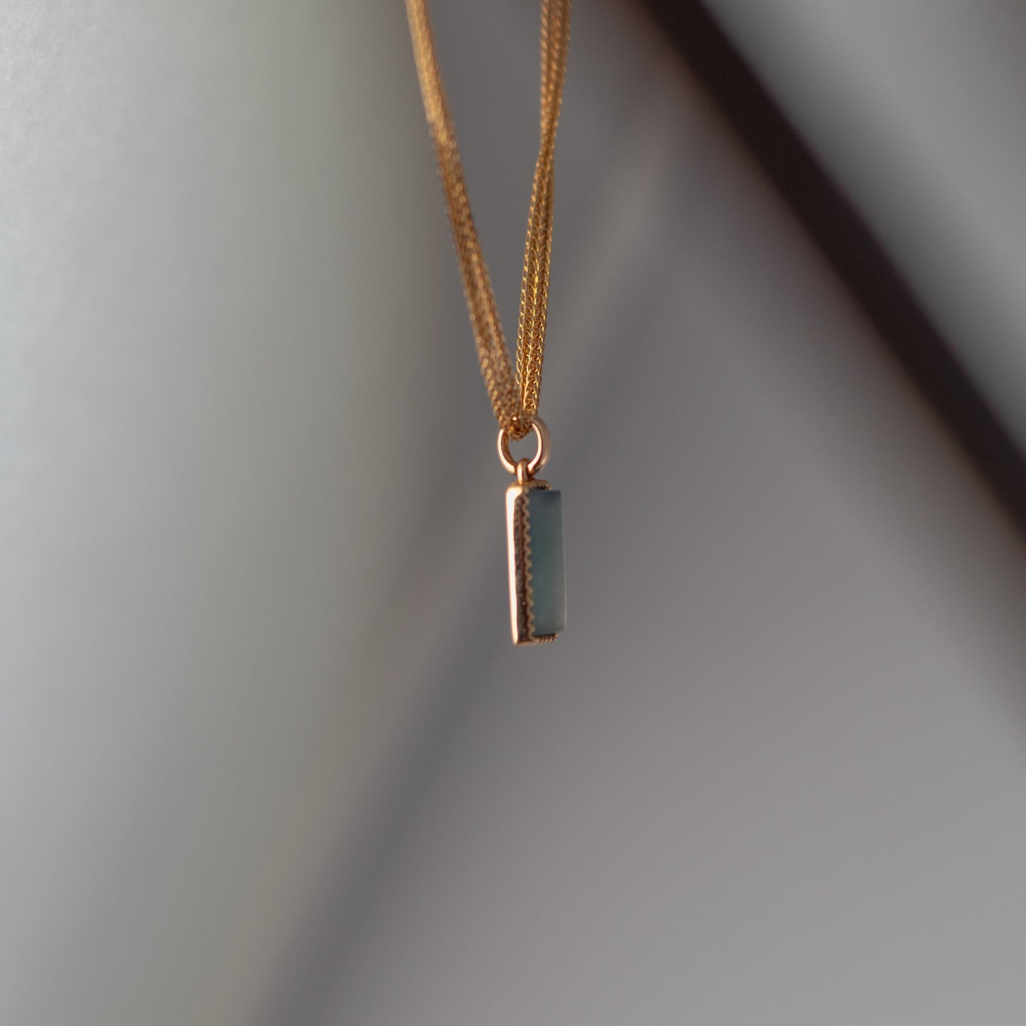 冰種藍水無事牌18K玫瑰金吊咀