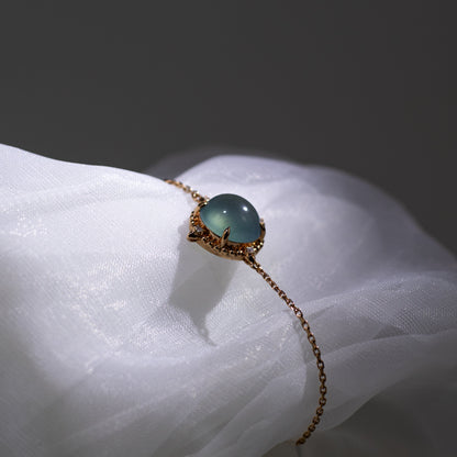 18K玫瑰金鑽石藍水冰種手鏈