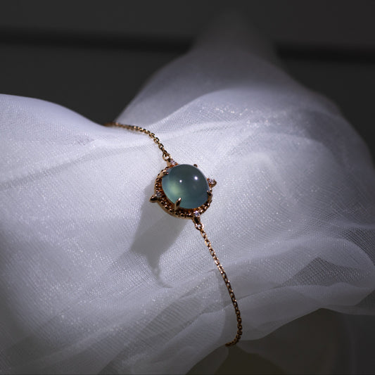 18K玫瑰金鑽石藍水冰種手鏈