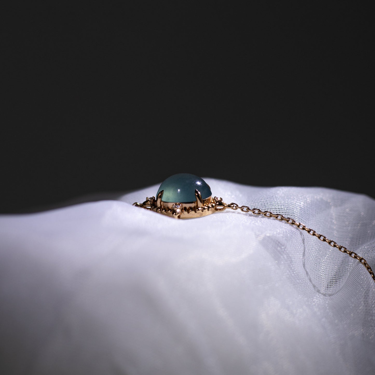 18K玫瑰金鑽石藍水冰種手鏈