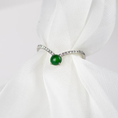 9K銀色鑽石綠色冰種戒指