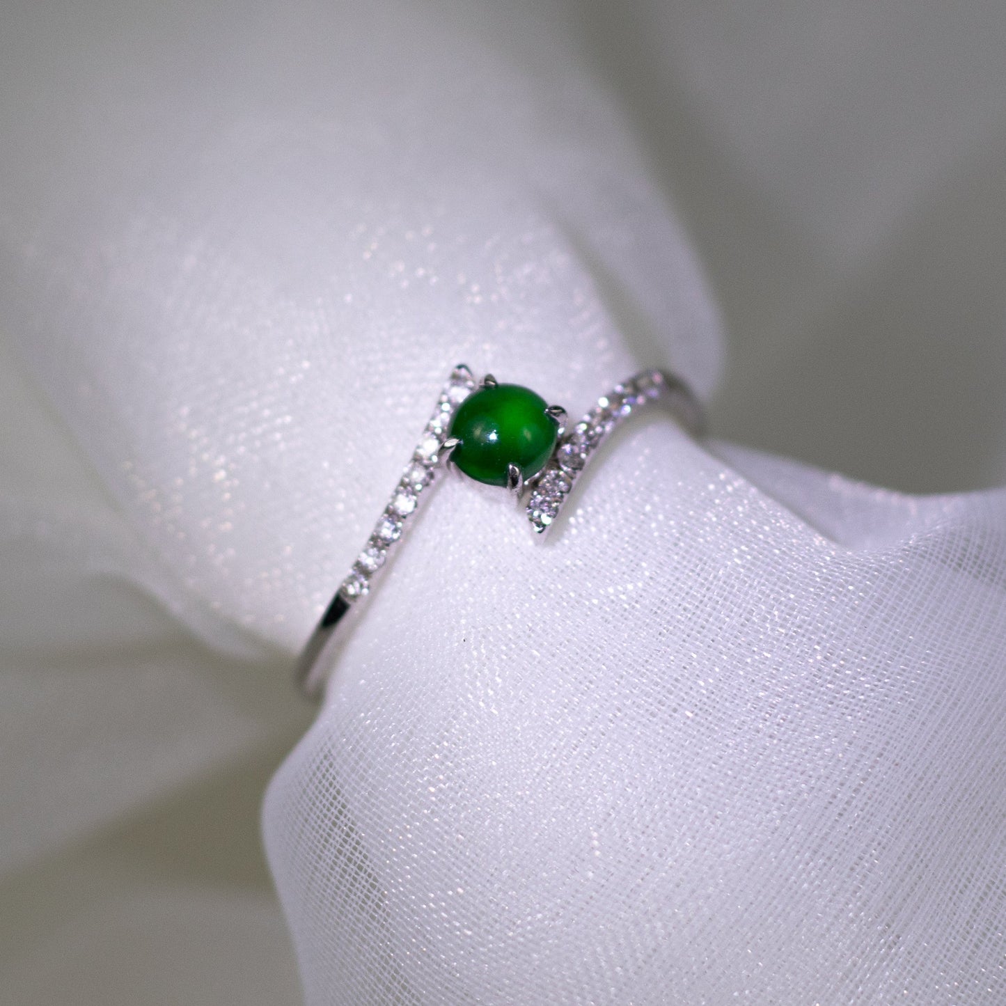 9K銀色鑽石綠色冰種戒指