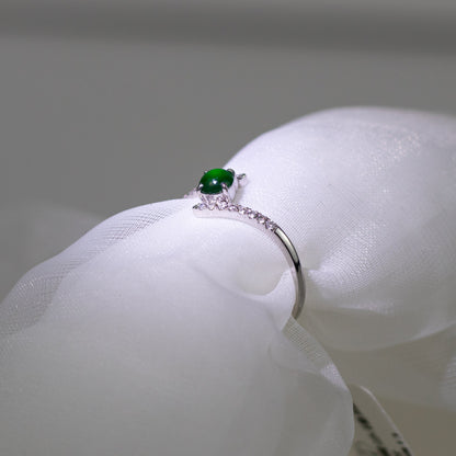 9K銀色鑽石綠色冰種戒指